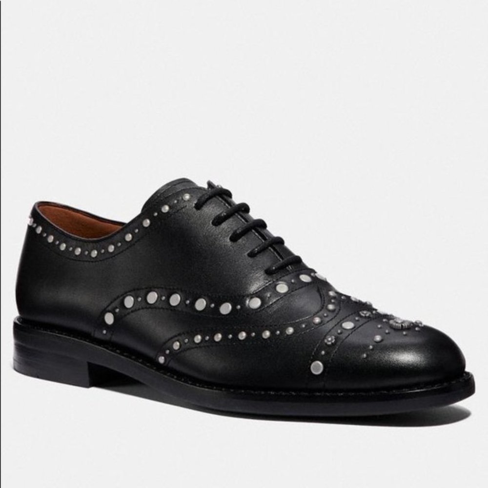 NEW - Coach Leather Tegan Studded Oxfords